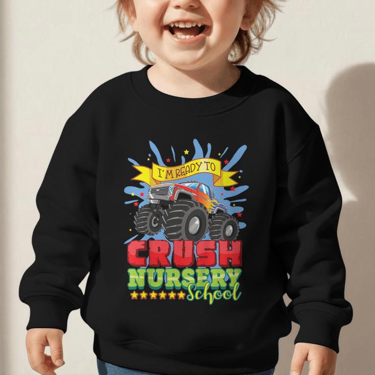Kids Back To School Monster Truck Nursery Ready Crush First Day Graphic Toddler Sweatshirt
