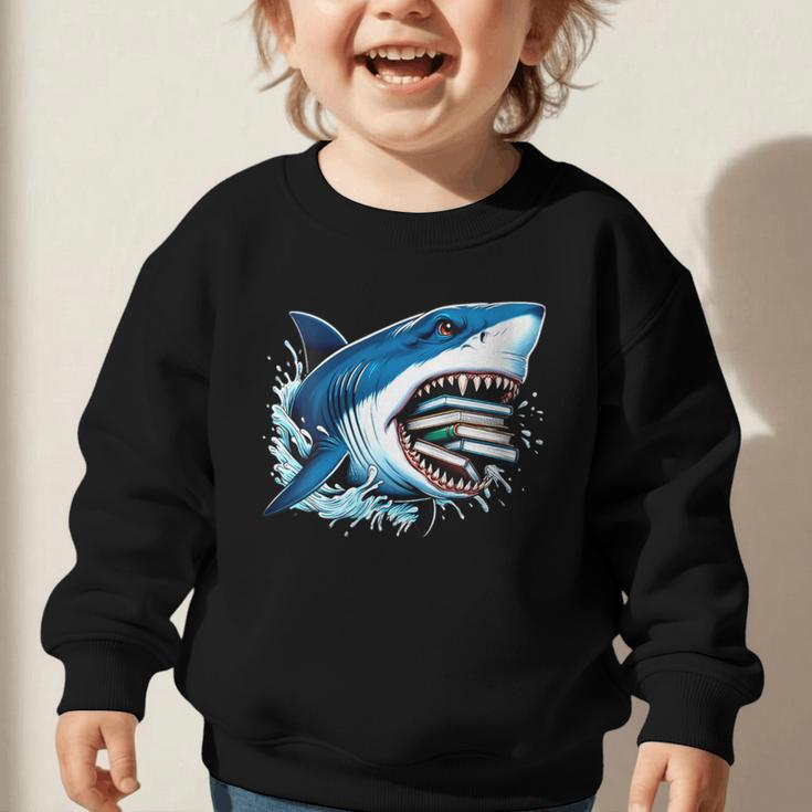 Kids Shark With School Books Back To School Shark Lovers Graphic Toddler Sweatshirt Kids Shark With School Books Back To School Shark Lovers Graphic Toddler Sweatshirt