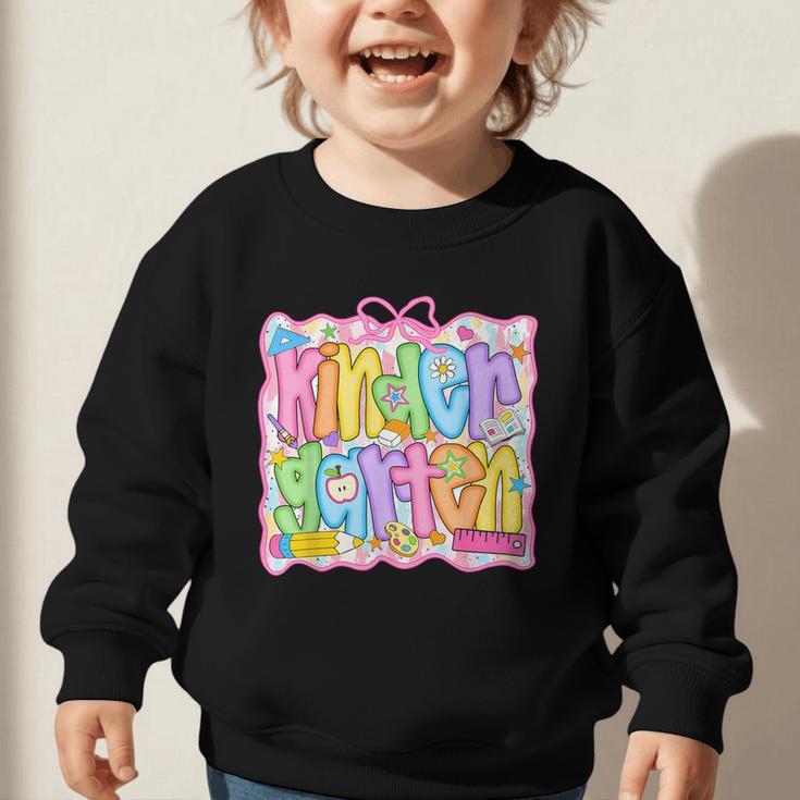 Kindergarten Coquette Bow Back To School Kinder Girl Kids Graphic Toddler Sweatshirt