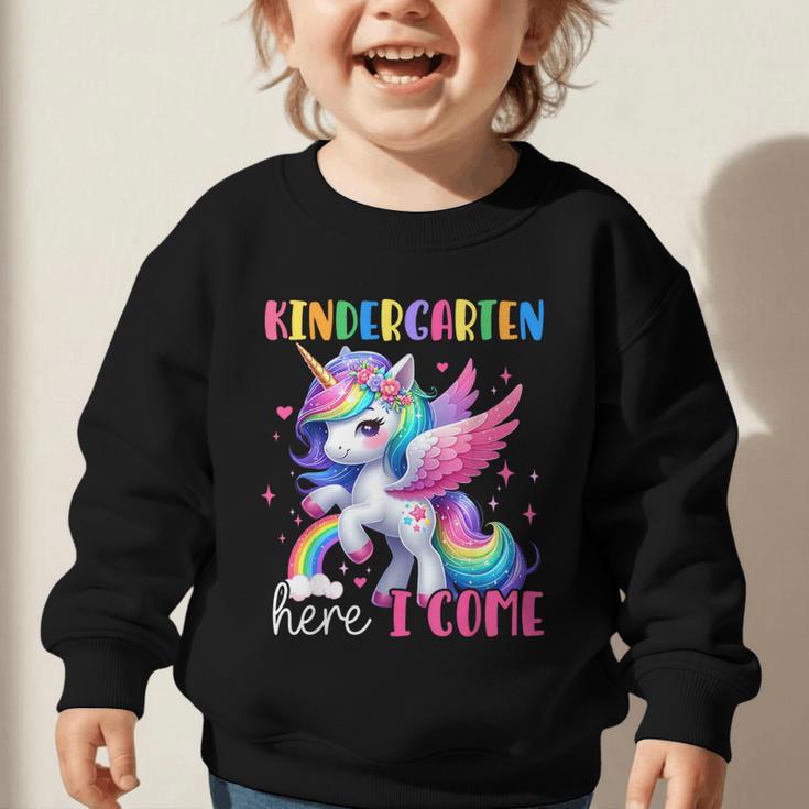 Kindergarten Here I Come Unicorn Girls Kids Back To School Graphic Toddler Sweatshirt Kindergarten Here I Come Unicorn Girls Kids Back To School Graphic Toddler Sweatshirt