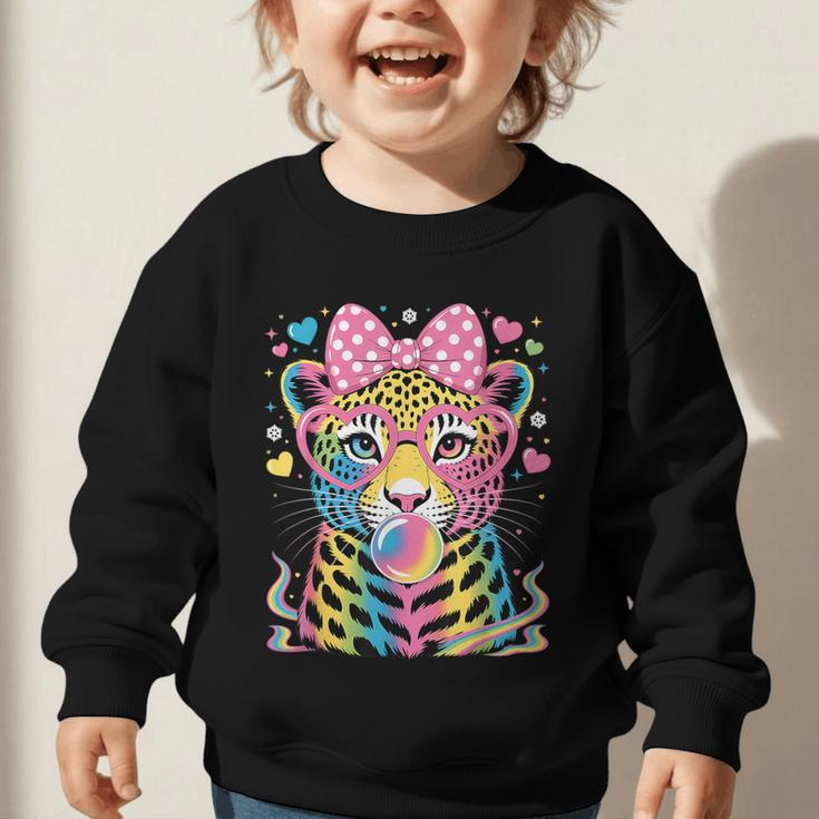 Leopard Glasses Blowing Bubble Gum Back To School Kids Graphic Toddler Sweatshirt Leopard Glasses Blowing Bubble Gum Back To School Kids Graphic Toddler Sweatshirt