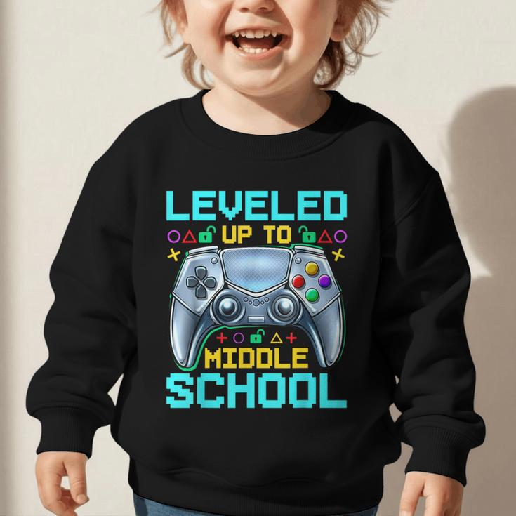 Leveled Up To Middle School Video Gamer Back To School Boys Graphic Toddler Sweatshirt Leveled Up To Middle School Video Gamer Back To School Boys Graphic Toddler Sweatshirt