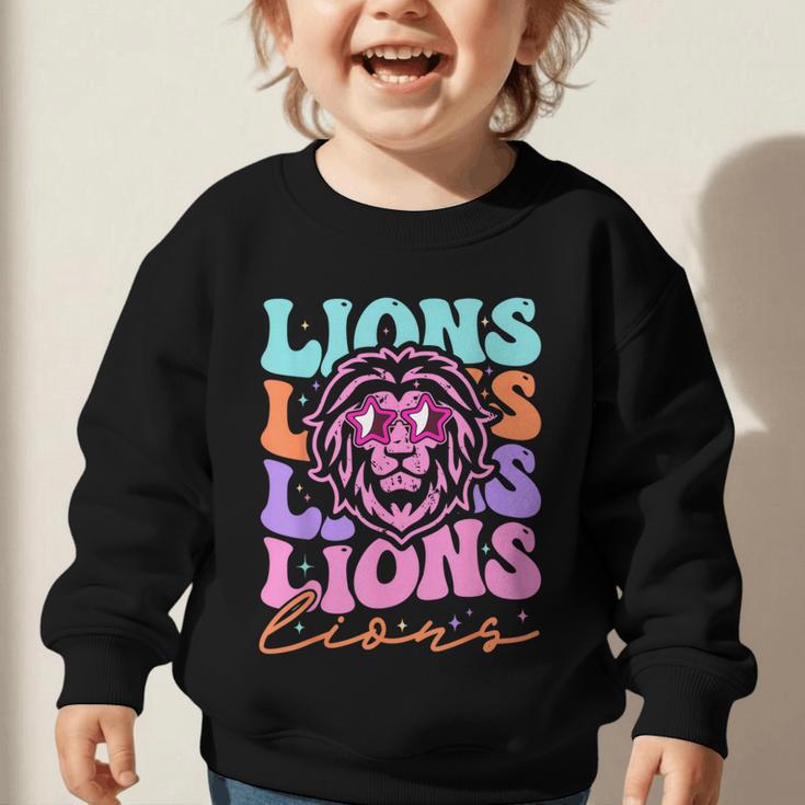 Lion Mascot Back To School Spirit Sports Men Women Groovy Graphic Toddler Sweatshirt Lion Mascot Back To School Spirit Sports Men Women Groovy Graphic Toddler Sweatshirt