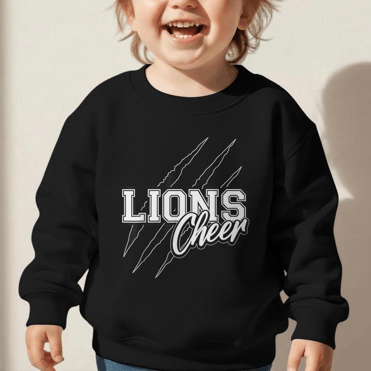 Lions Cheer Back To School Cheerleading Team Spirit Graphic Toddler Sweatshirt Lions Cheer Back To School Cheerleading Team Spirit Graphic Toddler Sweatshirt
