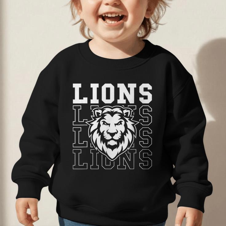 Lions School Spirit Fan Team Back To School Graphic Toddler Sweatshirt Lions School Spirit Fan Team Back To School Graphic Toddler Sweatshirt