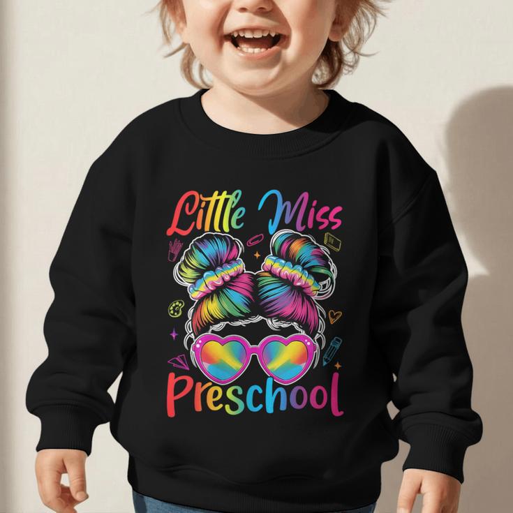 Little Miss Preschool Messy Bun Back To School Girl Women Graphic Toddler Sweatshirt Little Miss Preschool Messy Bun Back To School Girl Women Graphic Toddler Sweatshirt