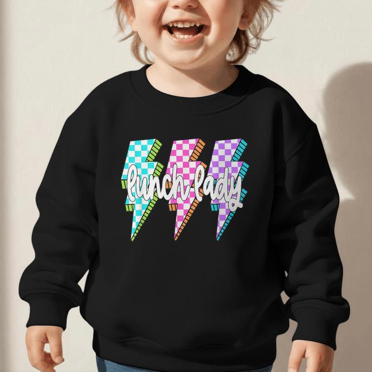 Lunch Lady Back To School Checkered First Day Of School Graphic Toddler Sweatshirt Lunch Lady Back To School Checkered First Day Of School Graphic Toddler Sweatshirt