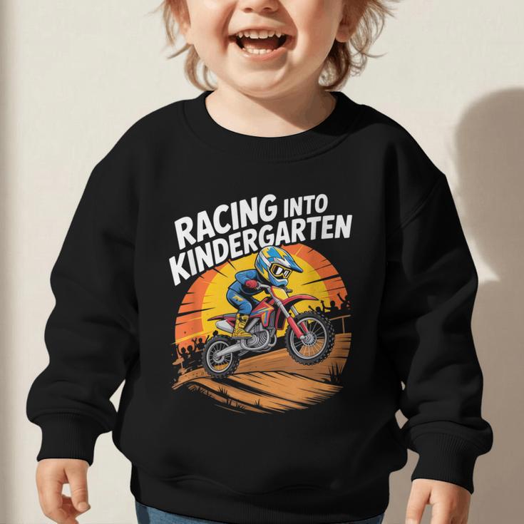 Motocross Back To School Dirt Bike Racing Into Kindergarten Graphic Toddler Sweatshirt