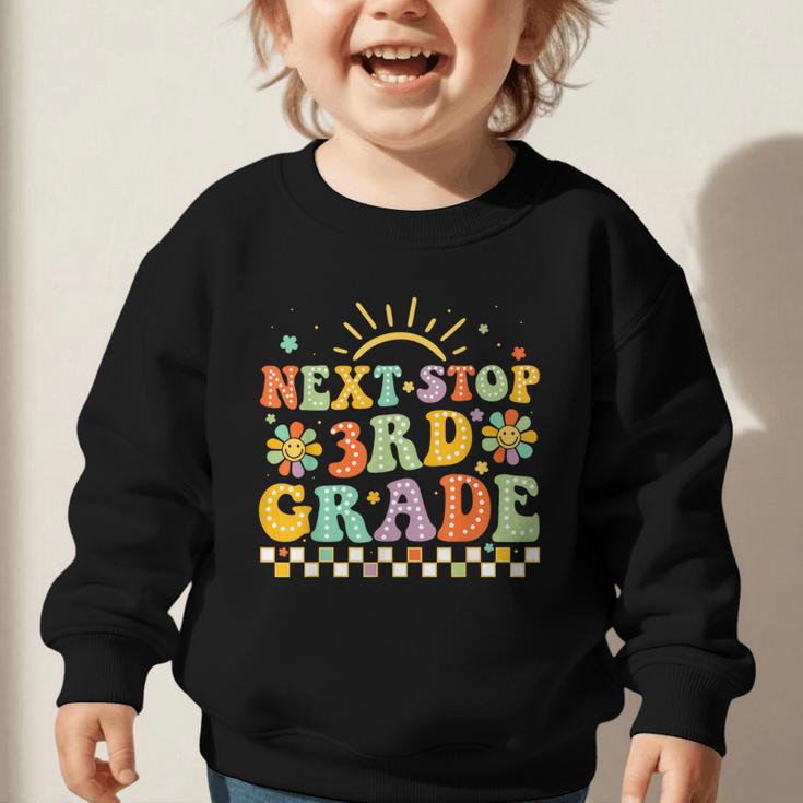 Next Stop 3rd Grade Groovy Retro Third Grade Back To School Graphic Toddler Sweatshirt