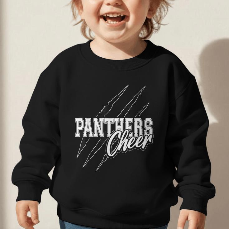 Panthers Cheer Back To School Cheerleading Team Spirit Graphic Toddler Sweatshirt Panthers Cheer Back To School Cheerleading Team Spirit Graphic Toddler Sweatshirt