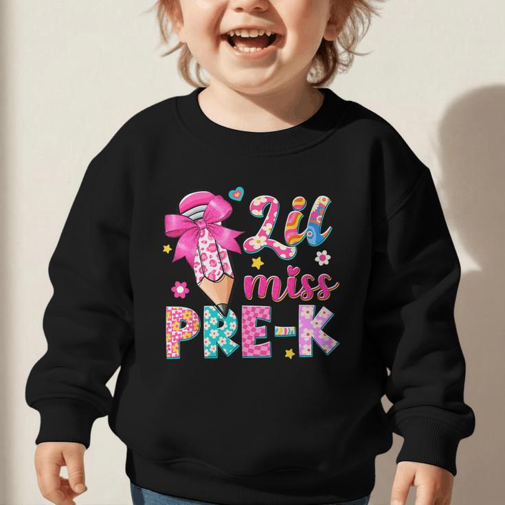 Pencil Bow Lil Miss Pre-K Pre-K Back To School Graphic Toddler Sweatshirt Pencil Bow Lil Miss Pre-K Pre-K Back To School Graphic Toddler Sweatshirt