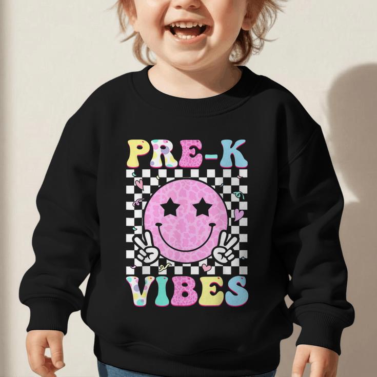 Pre-K Vibes Groovy Back To School PreK Preschool Girls Kids Graphic Toddler Sweatshirt