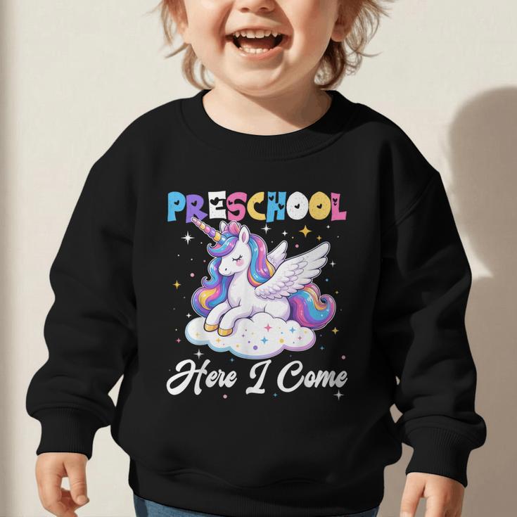Preschool Here I Come Unicorn Back To School Girl Student Graphic Toddler Sweatshirt Preschool Here I Come Unicorn Back To School Girl Student Graphic Toddler Sweatshirt