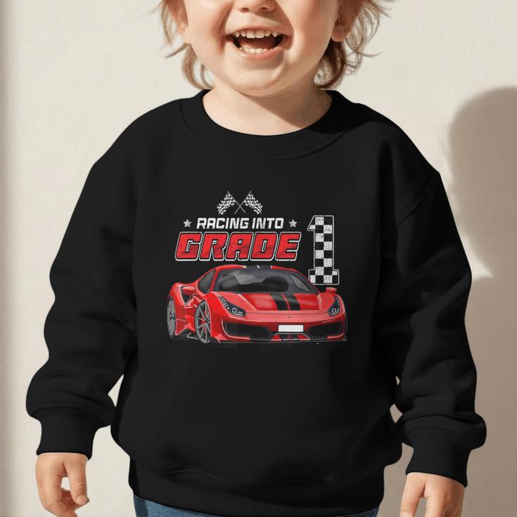 Racing Into 1st Grade Race Car Back To School Boys Graphic Toddler Sweatshirt Racing Into 1st Grade Race Car Back To School Boys Graphic Toddler Sweatshirt