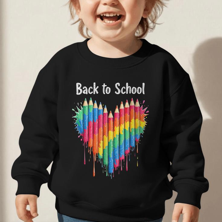 Rainbow Pencil Heart Back To School Creative Graphic Toddler Sweatshirt