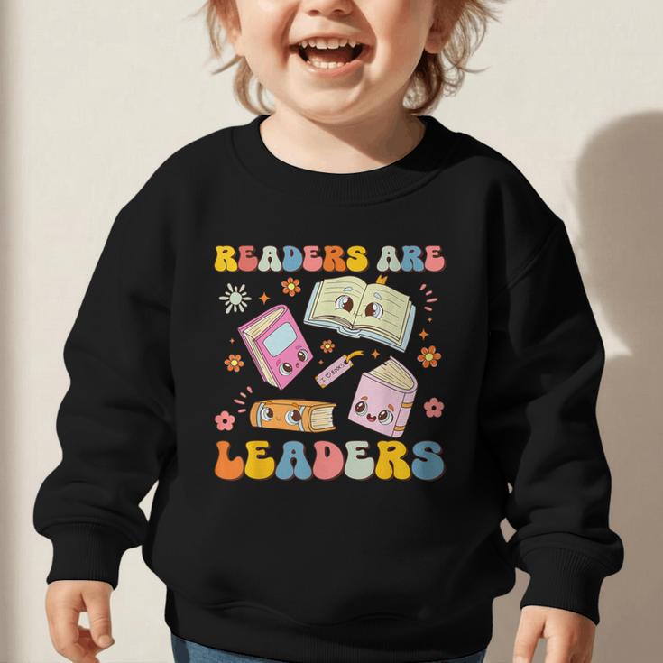 Readers Are Leaders Book Lover Back To School Groovy Girls Graphic Toddler Sweatshirt