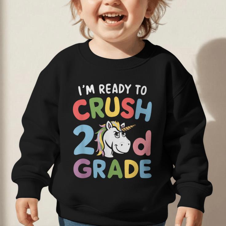 Im Ready To Crush 2nd Grade Boy Unicorn Back To School Graphic Toddler Sweatshirt