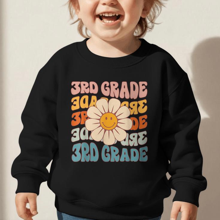 Retro 3rd Grade Daisy Colorful Back To School Third Grade Graphic Toddler Sweatshirt