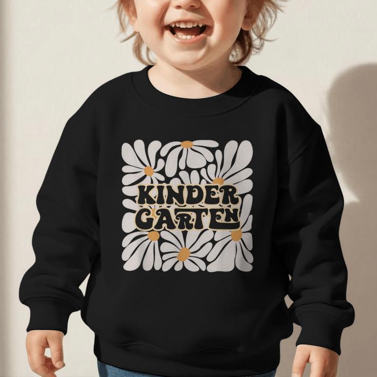Retro Flower Power Squared Kindergarten Back To School Graphic Toddler Sweatshirt