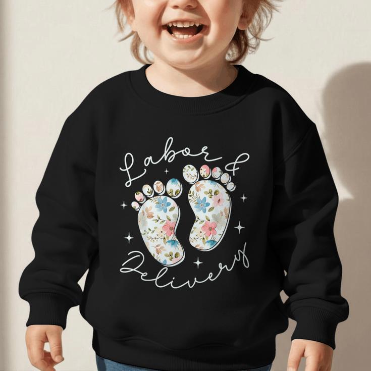 Retro Wildflowers Labor And Delivery Nurse Back To School Graphic Toddler Sweatshirt