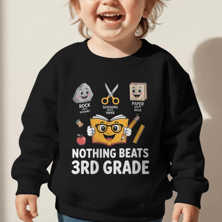 Rock Scissor Paper Nothing Beats 3rd Grade Back To School Graphic Toddler Sweatshirt