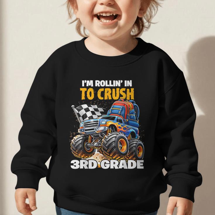 Rollin Crush Monster Truck Back To School 3rd Grade Boys Graphic Toddler Sweatshirt Rollin Crush Monster Truck Back To School 3rd Grade Boys Graphic Toddler Sweatshirt