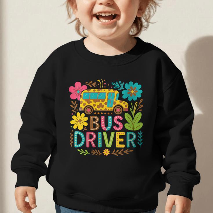 School Bus Driver Boho Floral Leopard Back To School Womens Graphic Toddler Sweatshirt