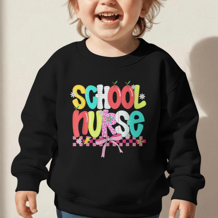 School Nurse Appreciation Day Coquette Bow Back To School Graphic Toddler Sweatshirt School Nurse Appreciation Day Coquette Bow Back To School Graphic Toddler Sweatshirt