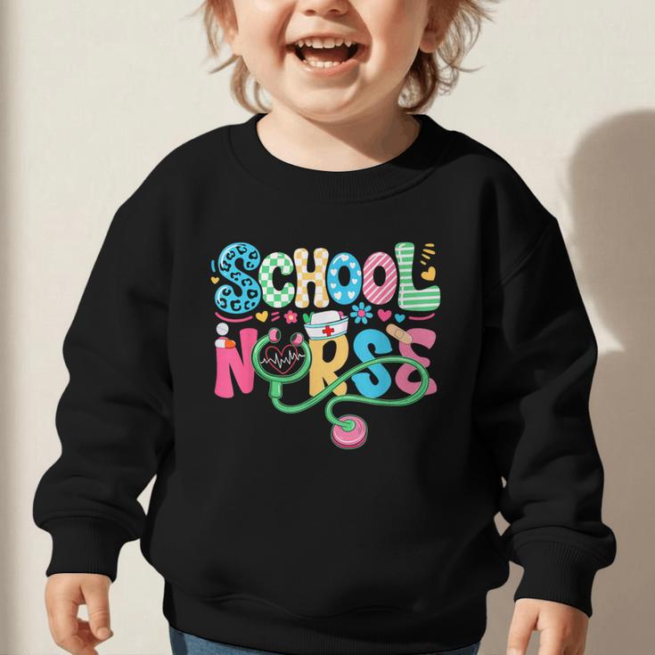 School Nurse Colorful Costume Back To School Nursing Job Graphic Toddler Sweatshirt School Nurse Colorful Costume Back To School Nursing Job Graphic Toddler Sweatshirt
