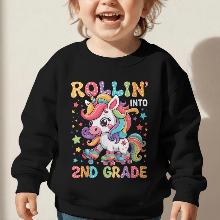 Second Grade Back To School First Day Girls Rollin Unicorn Graphic Toddler Sweatshirt Second Grade Back To School First Day Girls Rollin Unicorn Graphic Toddler Sweatshirt