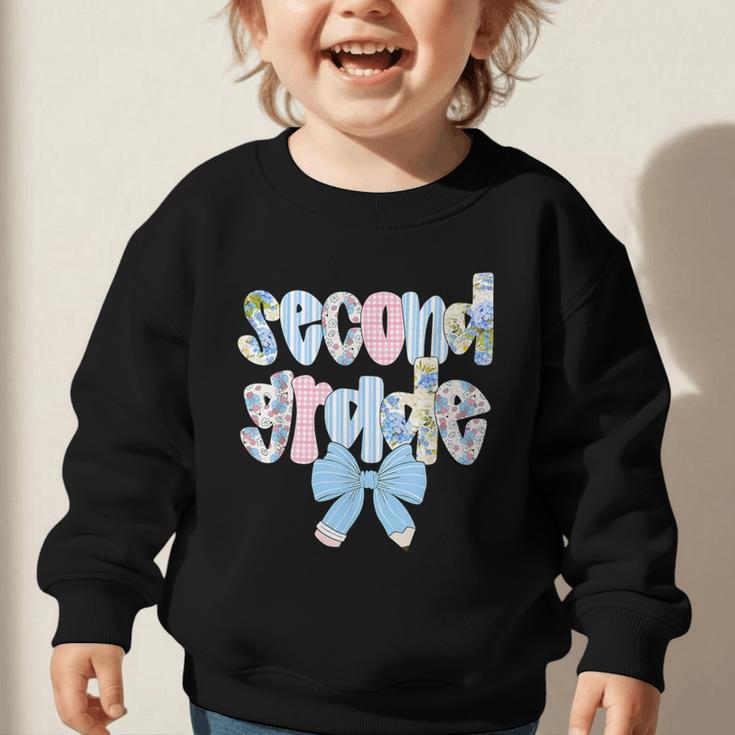 Second Grade Coquette Bow Pencil First Day Back To School Graphic Toddler Sweatshirt