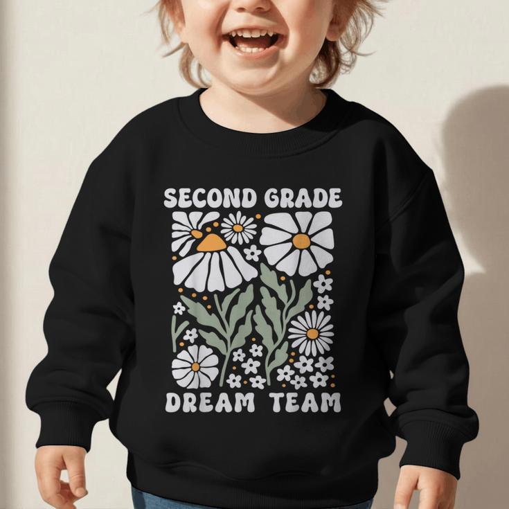 Second Grade Dream Team Back To School Boho Flower 2nd Grade Graphic Toddler Sweatshirt