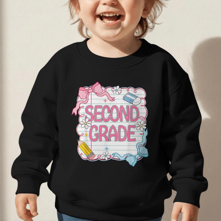 Second Grade Girls Kids Back To School Girls Coquette Bows Graphic Toddler Sweatshirt