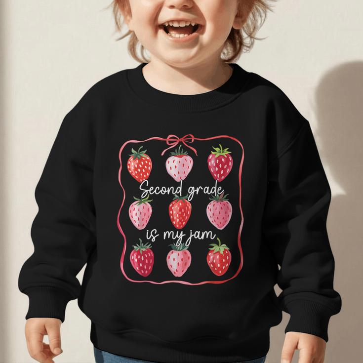 Second Grade Is My Jam Strawberry 2nd Grade Back To School Graphic Toddler Sweatshirt Second Grade Is My Jam Strawberry 2nd Grade Back To School Graphic Toddler Sweatshirt