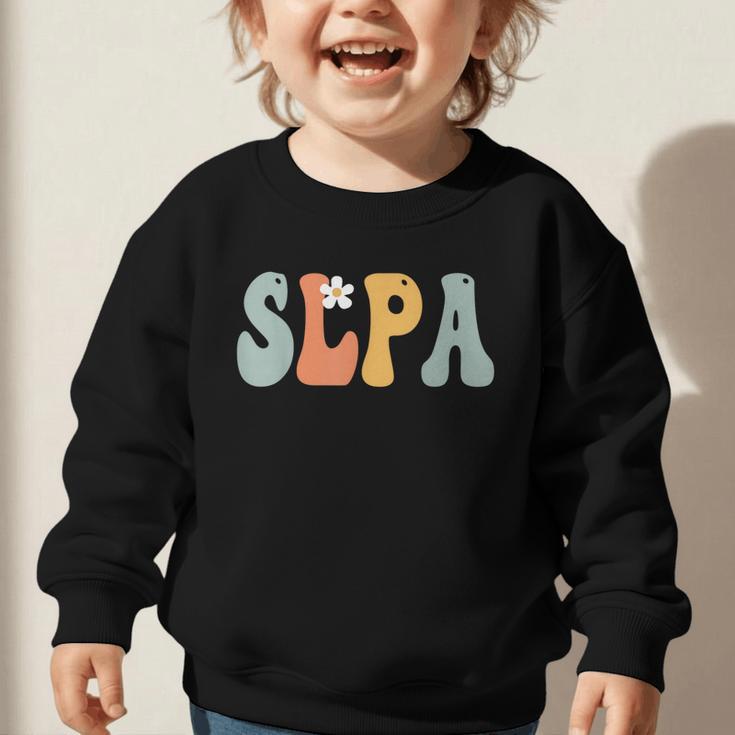 SLPA Groovy Women Appreciation Day Hello Back To School Graphic Toddler Sweatshirt