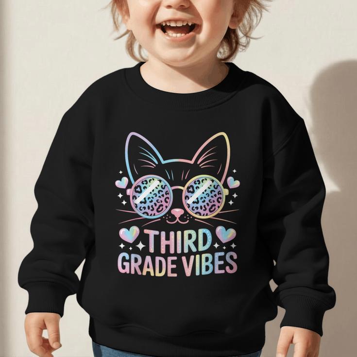 Third 3rd Grade Vibes Back To School Cute Cat Cute For Girls Graphic Toddler Sweatshirt Third 3rd Grade Vibes Back To School Cute Cat Cute For Girls Graphic Toddler Sweatshirt