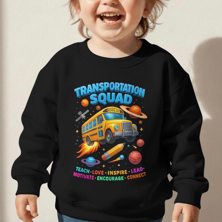 Transportation Squad School Bus Back To School Retro Graphic Toddler Sweatshirt Transportation Squad School Bus Back To School Retro Graphic Toddler Sweatshirt