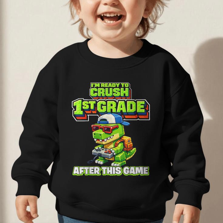 Video GameRex Dinosaur 1st Grade Back To School Boy Graphic Toddler Sweatshirt Video GameRex Dinosaur 1st Grade Back To School Boy Graphic Toddler Sweatshirt