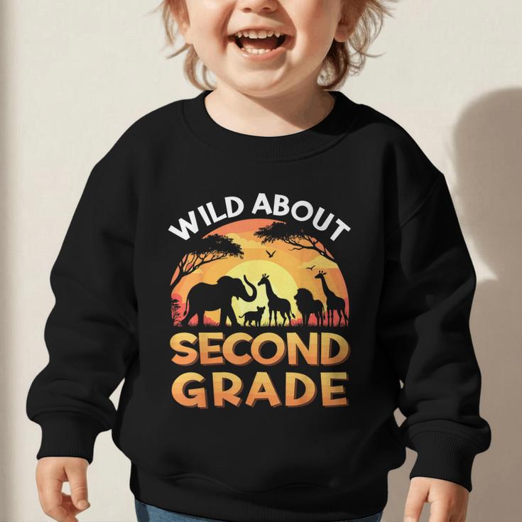 Wild About Second Grade Zoo Animals Back To School Safari Graphic Toddler Sweatshirt Wild About Second Grade Zoo Animals Back To School Safari Graphic Toddler Sweatshirt