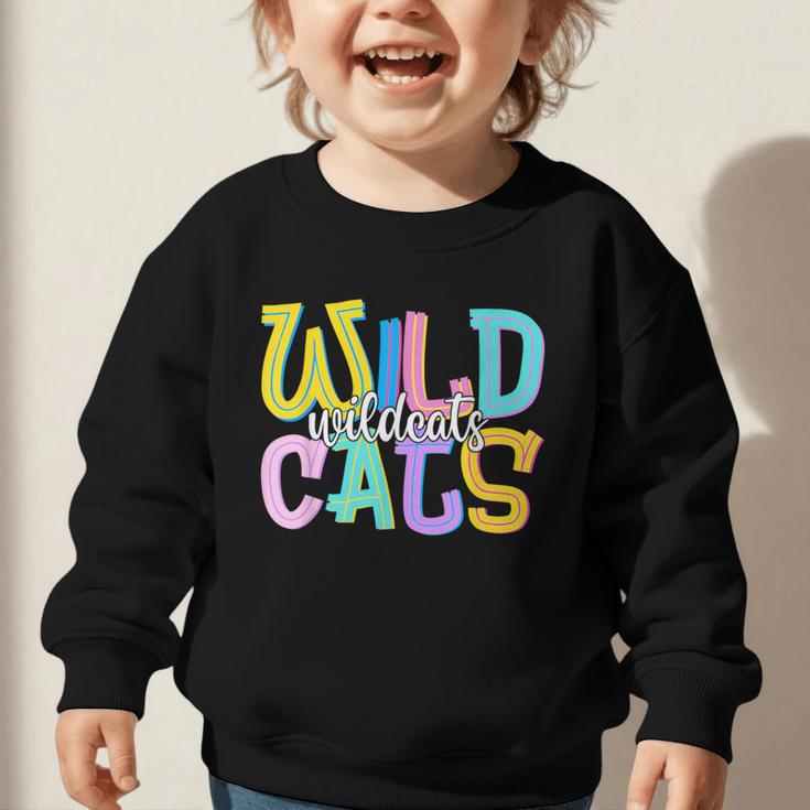 Wildcats School Spirit Groovy Back To School Girls Graphic Toddler Sweatshirt