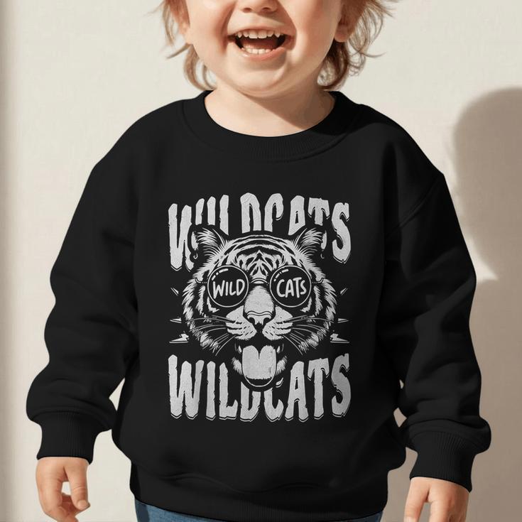 Wildcats School Sports Fan Team Spirit Back To School Graphic Toddler Sweatshirt Wildcats School Sports Fan Team Spirit Back To School Graphic Toddler Sweatshirt