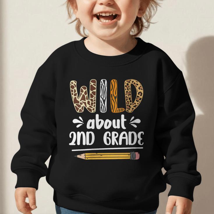 Women's Wild About 2nd Grade Kids Zoo Animal Lover Back To School Graphic Toddler Sweatshirt