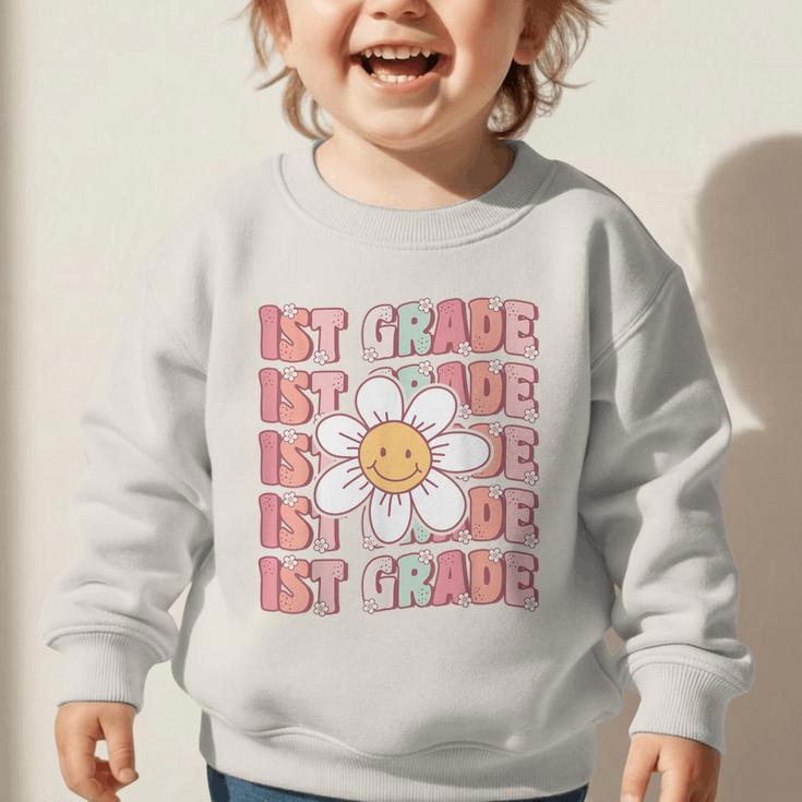 70s Groovy 1st Grade Back To School First Day Of First Grade Graphic Toddler Sweatshirt