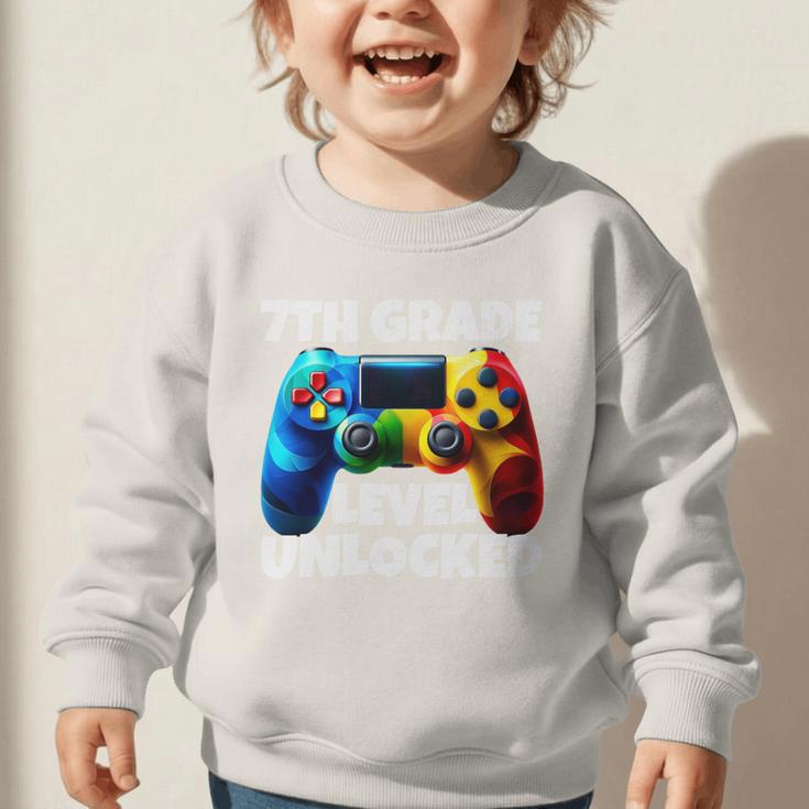 7th Grade Level Unlocked Back To School Gamer Boys Girls Graphic Toddler Sweatshirt