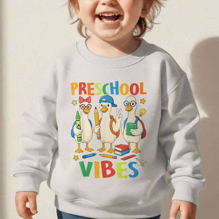 Back To School Cute Goose Preschool Vibes Girls Boys Graphic Toddler Sweatshirt Back To School Cute Goose Preschool Vibes Girls Boys Graphic Toddler Sweatshirt