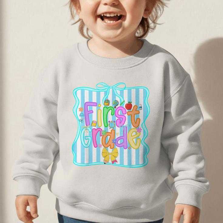 Back To School First Grade For Teen Girls Bow 1st Grade Kids Graphic Toddler Sweatshirt Back To School First Grade For Teen Girls Bow 1st Grade Kids Graphic Toddler Sweatshirt