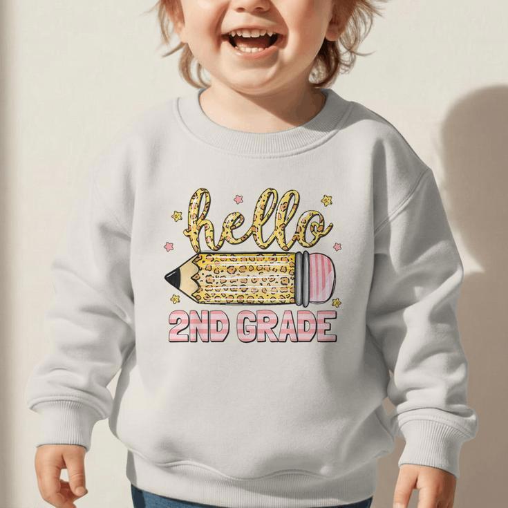 Back To School Hello Second 2nd Grade Leopard Pencil Girl Graphic Toddler Sweatshirt