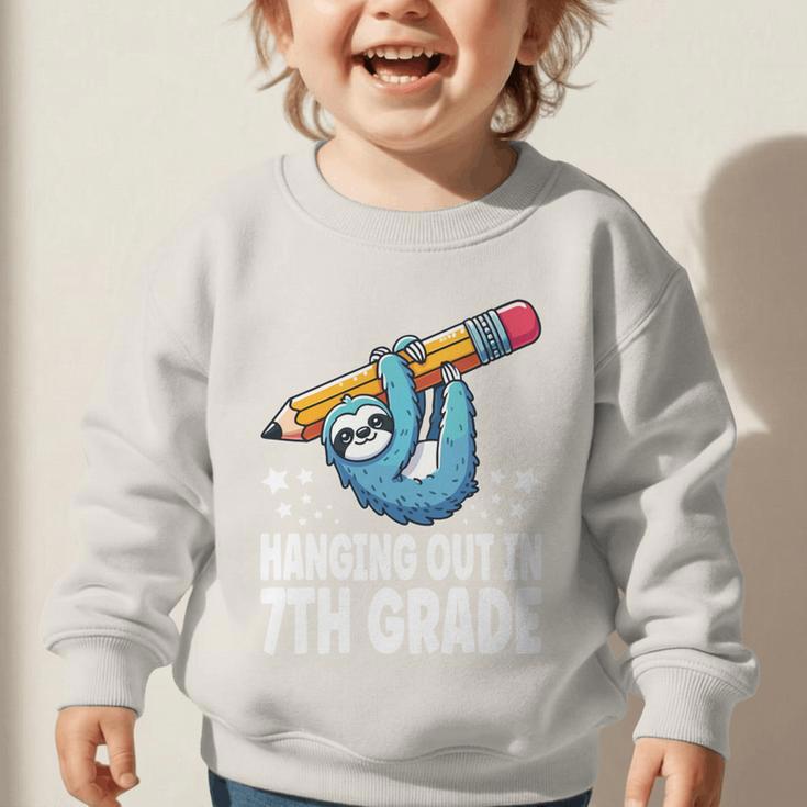 Back To School Seventh Grade Sloth Hanging Out In 7th Grade Performance Graphic Toddler Sweatshirt