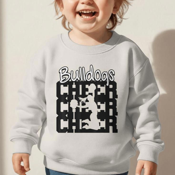 Bulldogs Cheer Back To School Cheerleading Spirit Graphic Toddler Sweatshirt Bulldogs Cheer Back To School Cheerleading Spirit Graphic Toddler Sweatshirt