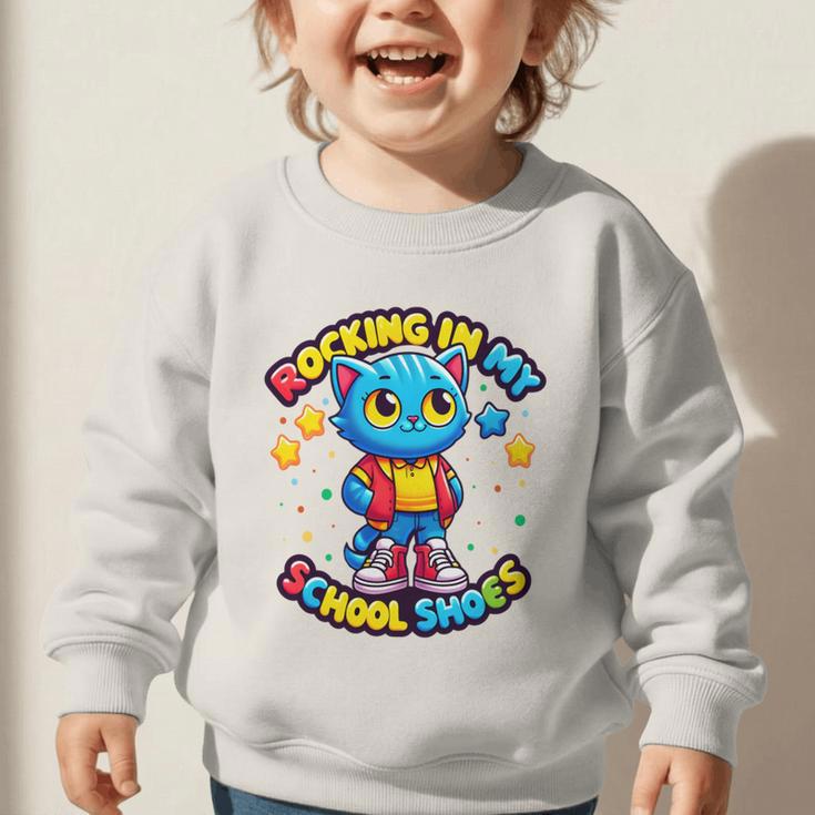 Cat Rocking In My School Shoes Fun Back To School Kids Boys Performance Graphic Toddler Sweatshirt Cat Rocking In My School Shoes Fun Back To School Kids Boys Performance Graphic Toddler Sweatshirt